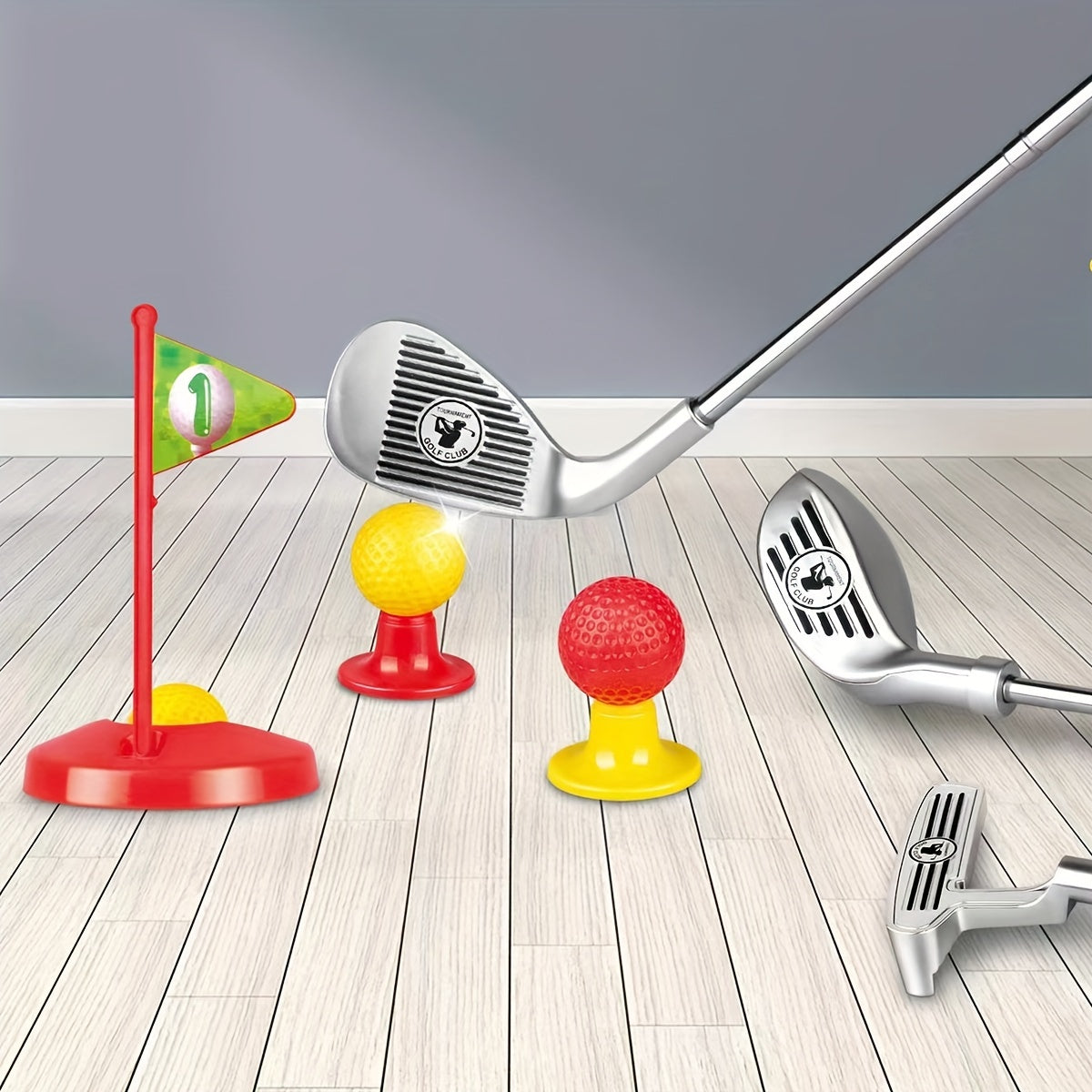 Junior Golf Training Set with Height-Adjustable Clubs for Backyard and Living Room Play Ages 3-8