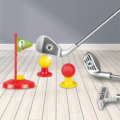 Junior Golf Training Set with Height-Adjustable Clubs for Backyard and Living Room Play Ages 3-8