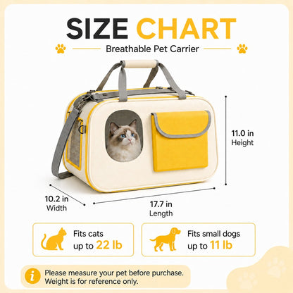 Ortekor Large Breathable Pet Carrier for Cats & Small Dogs - Roomy Travel Bag for Vet Visits, Road Trips & Daily Outings