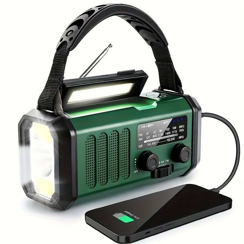 Solar Hand Crank Emergency Weather Radio with Flashlight & Phone Charger for Camping Hiking Outdoor Survival Power Outage Preparedness