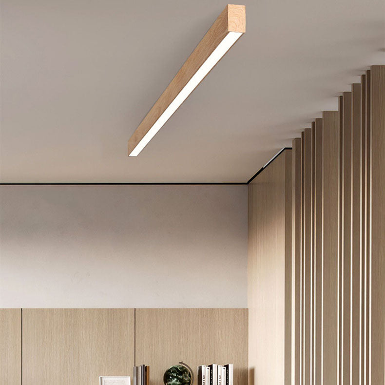 Hardwired Linear LED Ceiling Light with Natural Aluminum Frame & Acrylic Diffuser for Living Room, Bedroom & Entryway