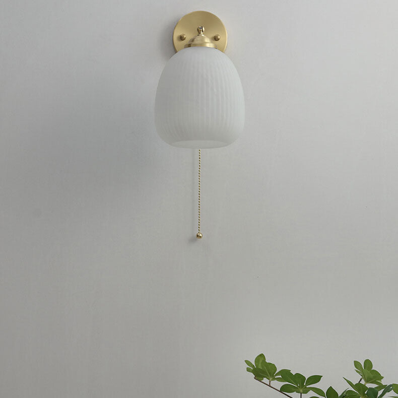 Compact Sconce Light Fixture White Shade Brass Accent 6 inch Wide for Bedroom Hallway Reading Nook Ambient Lighting E26 Socket Modern Minima