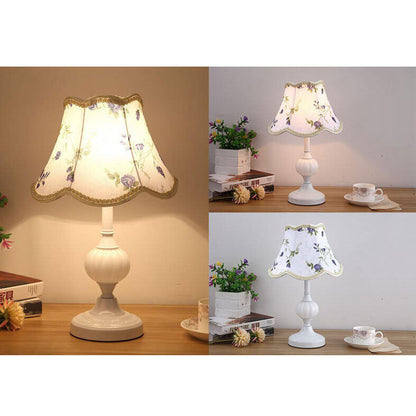Desk Lamp with Fabric Shade & Metal Base 16.5 Inches High for Bedroom Nightstand Reading Study Room Office Workspace E26 Socket Gold White A
