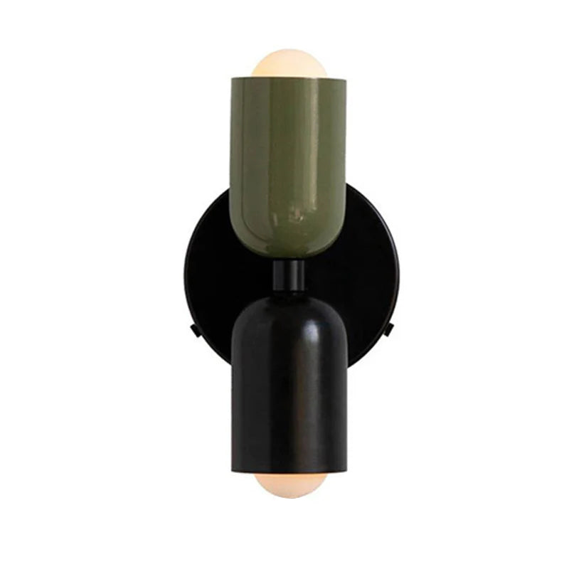 Two-Tone Glass Wall Sconce with Dual Light Uplight Downlight for Bedroom Living Room Hallway Modern Minimalist Home Accent Lighting