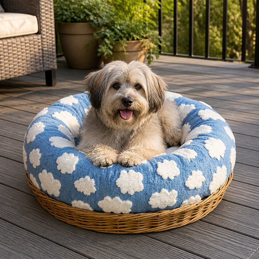 Ortekor Chew-Resistant Cotton & Anti-Slip Donut Dog Bed