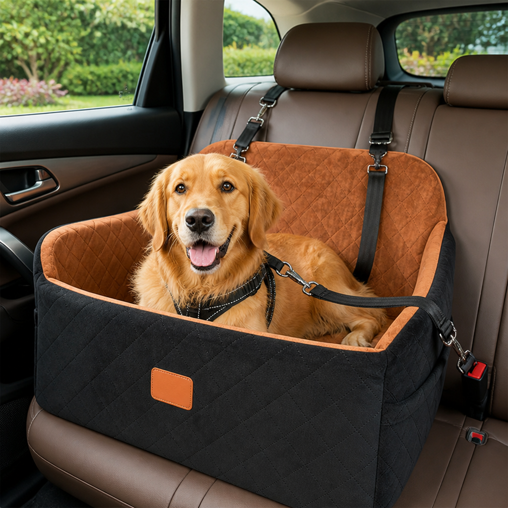 Ortekor Seat-Belt Pass-Through & Washable Cotton Dog Car Seat
