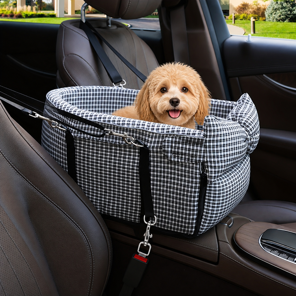 Ortekor Padded Polyester & Chew-Resistant Dog Car Seat (Adjustable Straps)