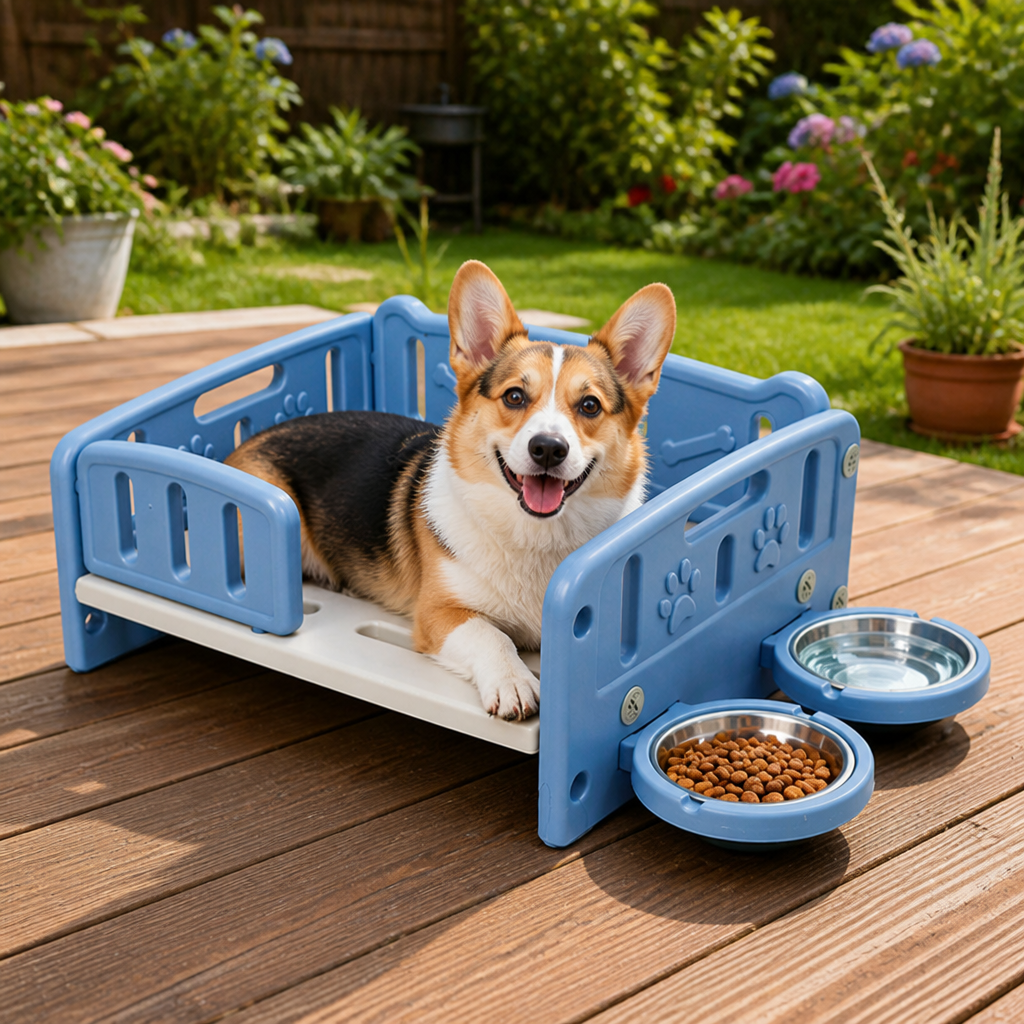 Ortekor Orthopedic Elevated Entry & Calming Plush Pet Sofa (Includes Bowl)
