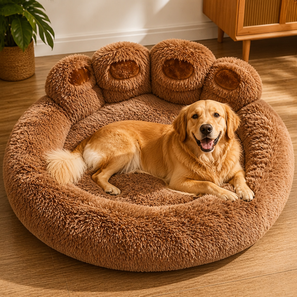 Ortekor Bear Paw Plush & Non-Slip Dog Bed