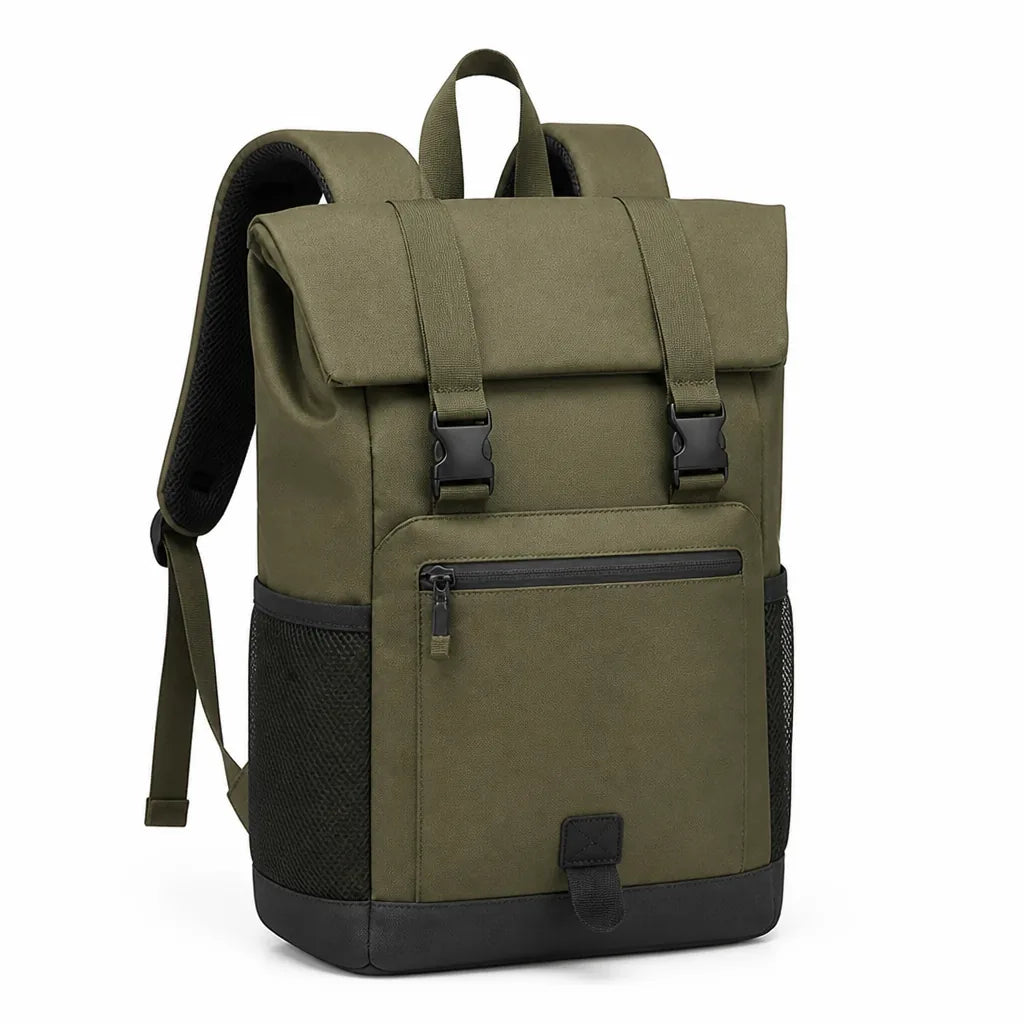 Waterproof Roll-Top Backpack With Padded Shoulder Straps