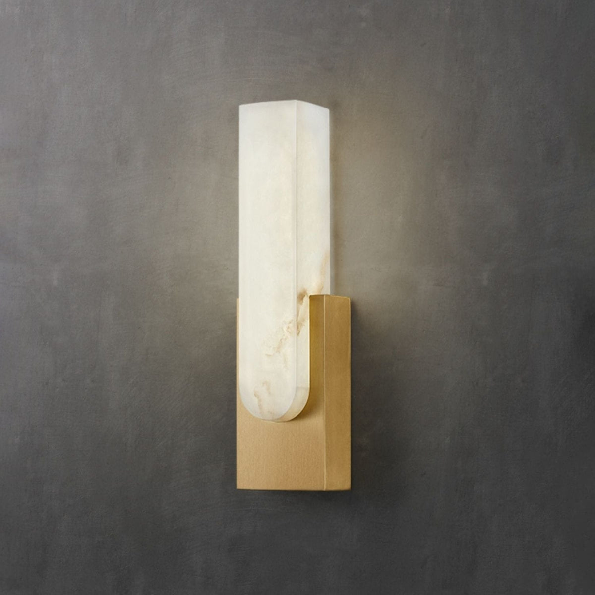 LED Sconce Light 20 Inch Vertical Alabaster Shade Gold Base Hardwired Modern Bedroom Hallway Wall Fixture for Contemporary Homes