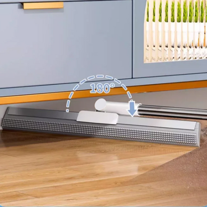 Dual-Action Floor Squeegee with Rubber Edge & Soft Bristles for Pet Hair Removal