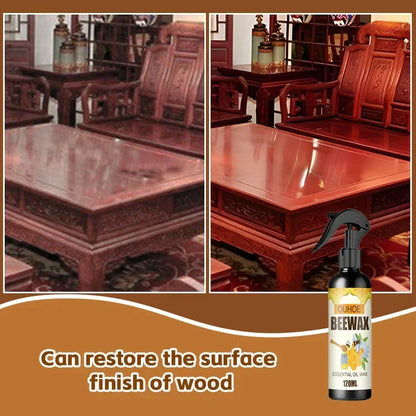 Furniture Polish Spray with Pure Beeswax for Wood Care – Restores Shine & Removes Buildup on Cabinets, Tables, Chairs – Non-Toxic Formula