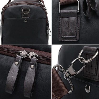 Faux Leather Weekend Duffel Bag for Travel and Work – Waterproof Carry-On Tote with Shoulder Strap
