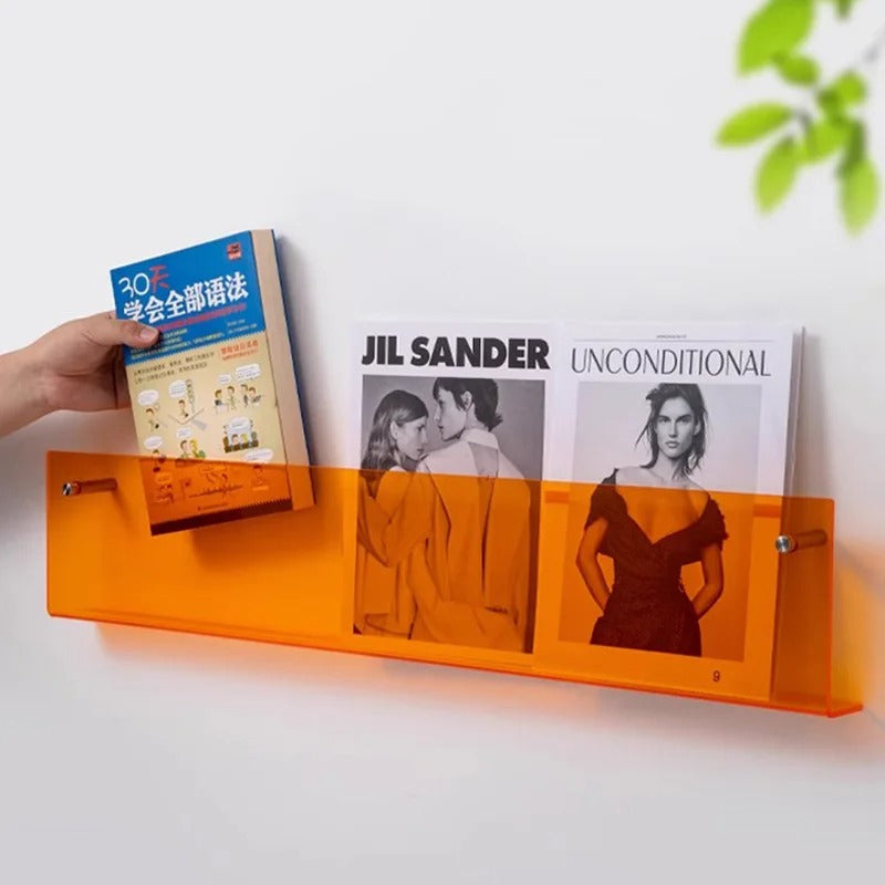 Vinyl Record Holder Wall Rack Magazine Organizer Shelf for Living Room Books Newspapers Home Office Storage Clear Acrylic Display Mount