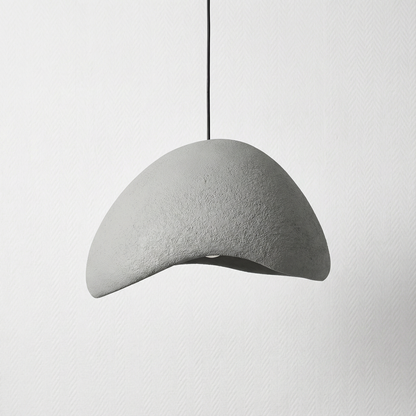 Stone-Look Dome Pendant Light Fixture in White & Gray – Organic Textured Ceiling Light for Kitchen Island Dining Room Bedroom – Modern Scand