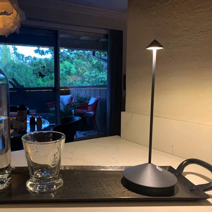 Rechargeable LED Desk Lamp with Dimmer - Cordless Aluminum Light for Patio, Dining & Bedside - 11.4 in Tall, 2700K Warm Glow, USB Powered fo
