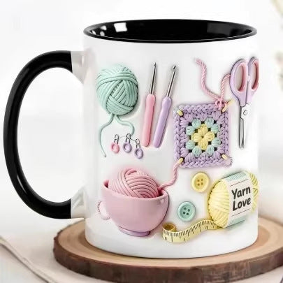 Ceramic Mug with Crafting Design for Coffee & Tea – Dishwasher Safe Mug for Makers & Hobbyists