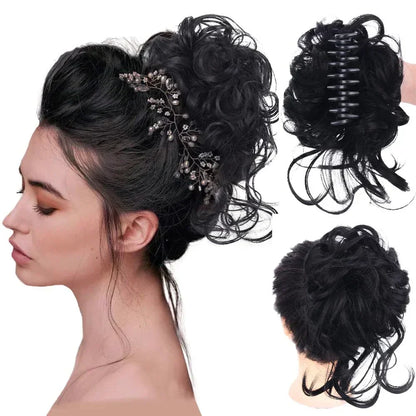 Synthetic Updo Hairpiece with Clip Attachment – Textured Volume for Thin or Fine Hair – Available in 18 Shades Including Blonde, Brown, Black, Gray &