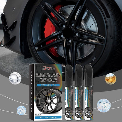 Wheel Touch-Up Paint Pen Set – 3-Pack Black Finish Scratch Repair for Rims & Alloys
