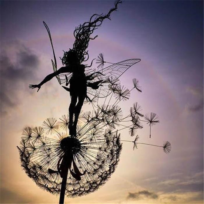 Metal Dandelion Garden Stake – Stainless Steel Outdoor Yard Art for Patio, Lawn & Flower Beds