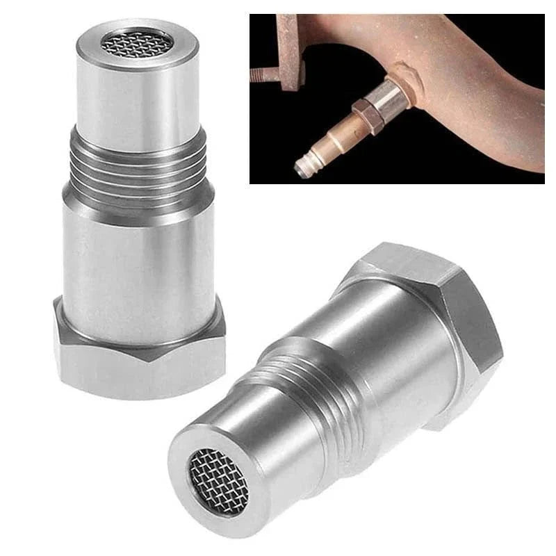 Automotive Downstream O2 Sensor Spacer with Mini Cat Converter – M18×1.5 Thread CEL Eliminator for Modified Exhaust Systems