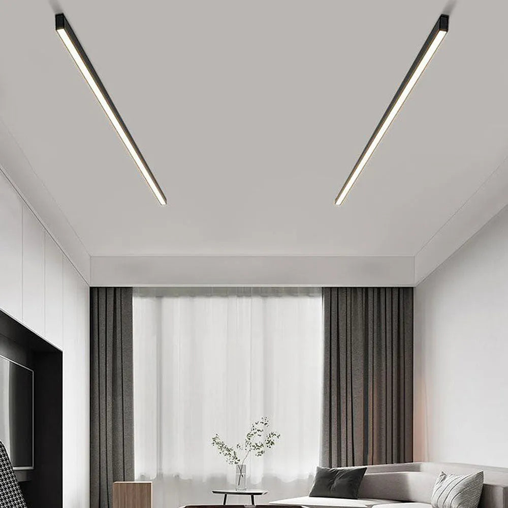 Linear LED Flush Mount Light 47-Inch Contemporary Aluminum Fixture Bedroom Hallway Kitchen Bar Overhead Lighting Slim Profile Low Profile Bl