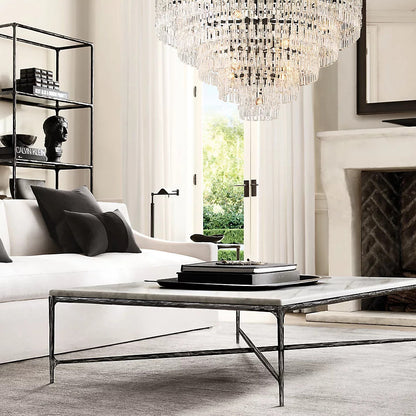 Multi-Tiered Crystal Ring Chandelier with Glass Chain Links for Dining Rooms and Living Rooms 36 48 60 Inch