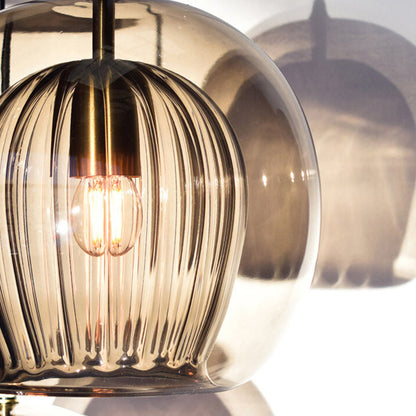 Spherical Glass Hanging Light with Metal Mount for Dining Room & Bedroom Ambient Lighting
