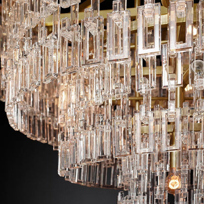 Multi-Tiered Crystal Ring Chandelier with Glass Chain Links for Dining Rooms and Living Rooms 36 48 60 Inch