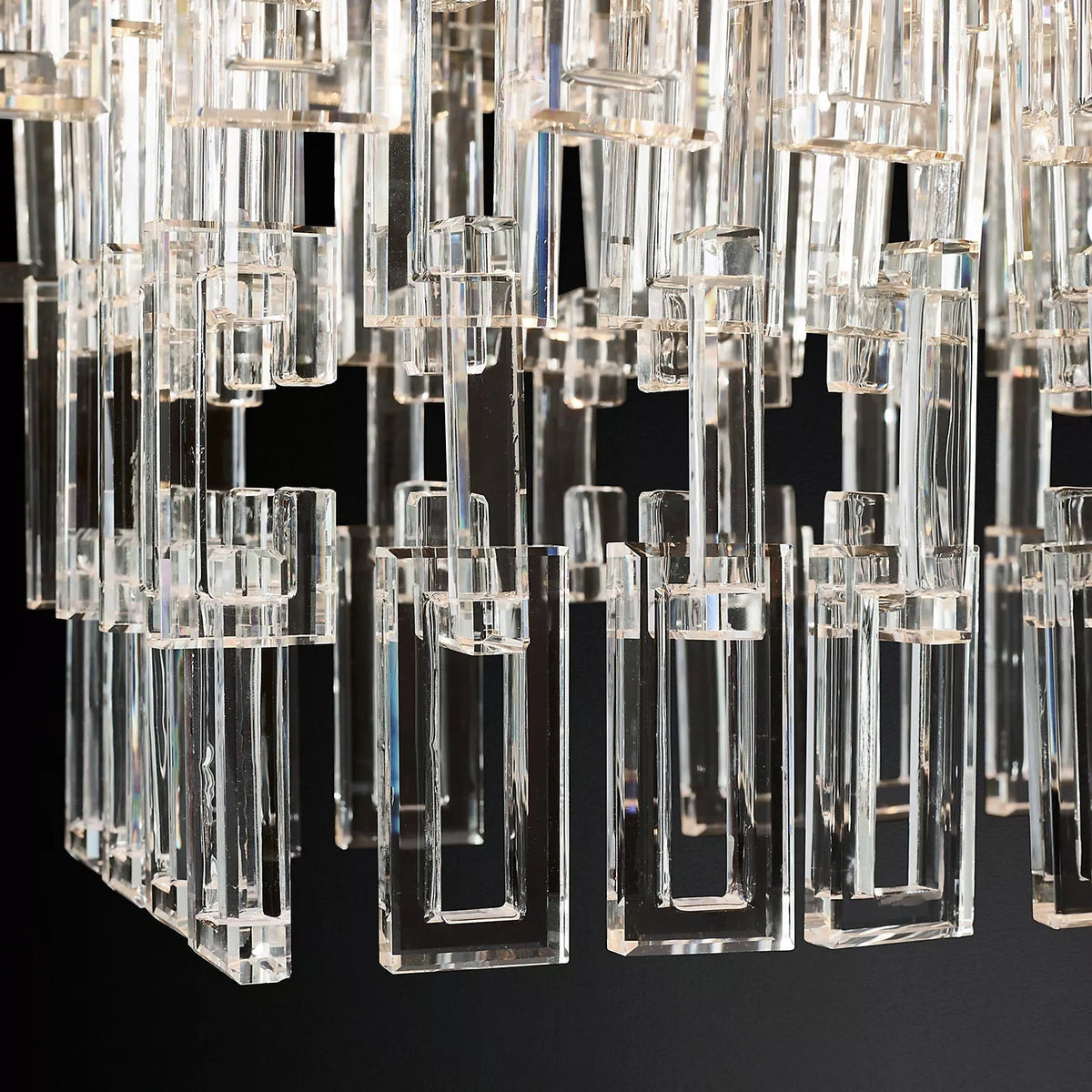Multi-Tiered Crystal Ring Chandelier with Glass Chain Links for Dining Rooms and Living Rooms 36 48 60 Inch