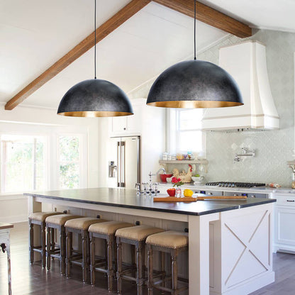 Statement Bowl Pendant Ceiling Light with Gold Interior – Adjustable Cable & Dimmable for Kitchen Island, Dining