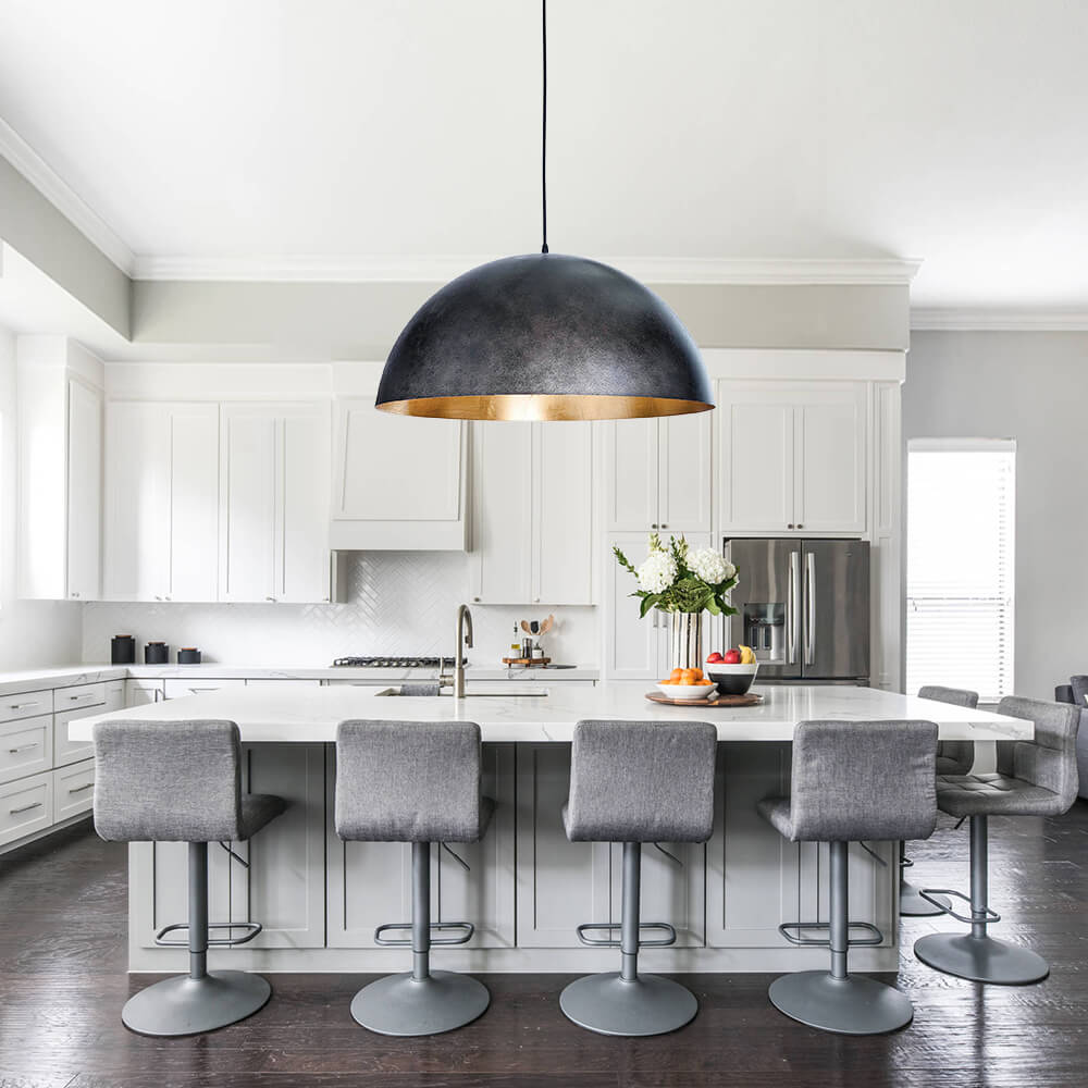 Statement Bowl Pendant Ceiling Light with Gold Interior – Adjustable Cable & Dimmable for Kitchen Island, Dining