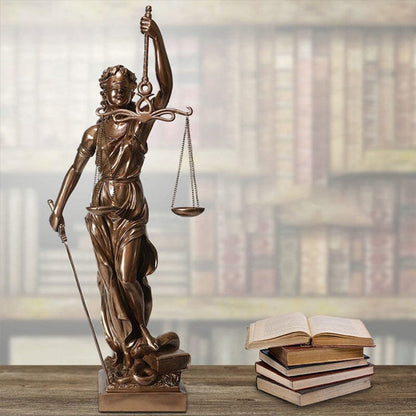 Resin Lady Justice Figure 12-Inch Bronze-Look Statue for Office Desk Library Study Law Firm Decor Legal Symbol Figurine Bookshelf Ornament