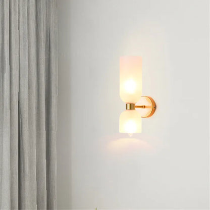 Dual-Shade Glass Sconce 16.5 inches White Iron Wall Light for Bedrooms Hallways Living Rooms Modern Accent Lighting E12 Base Ambient Fixture