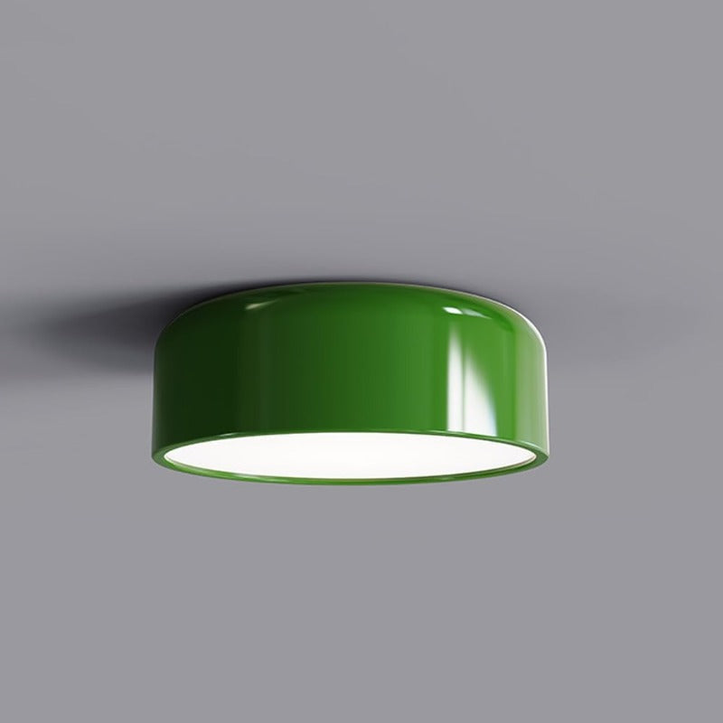 LED Flush Mount Ceiling Light 14-19 in Dimmable Metal Dome Fixture Green for Bedroom Kitchen Office