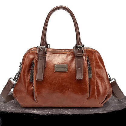 Genuine Leather Crossbody Purse with Adjustable Strap | Compact Shoulder Bag for Women | Magnetic Flap Closure Handbag | Everyday