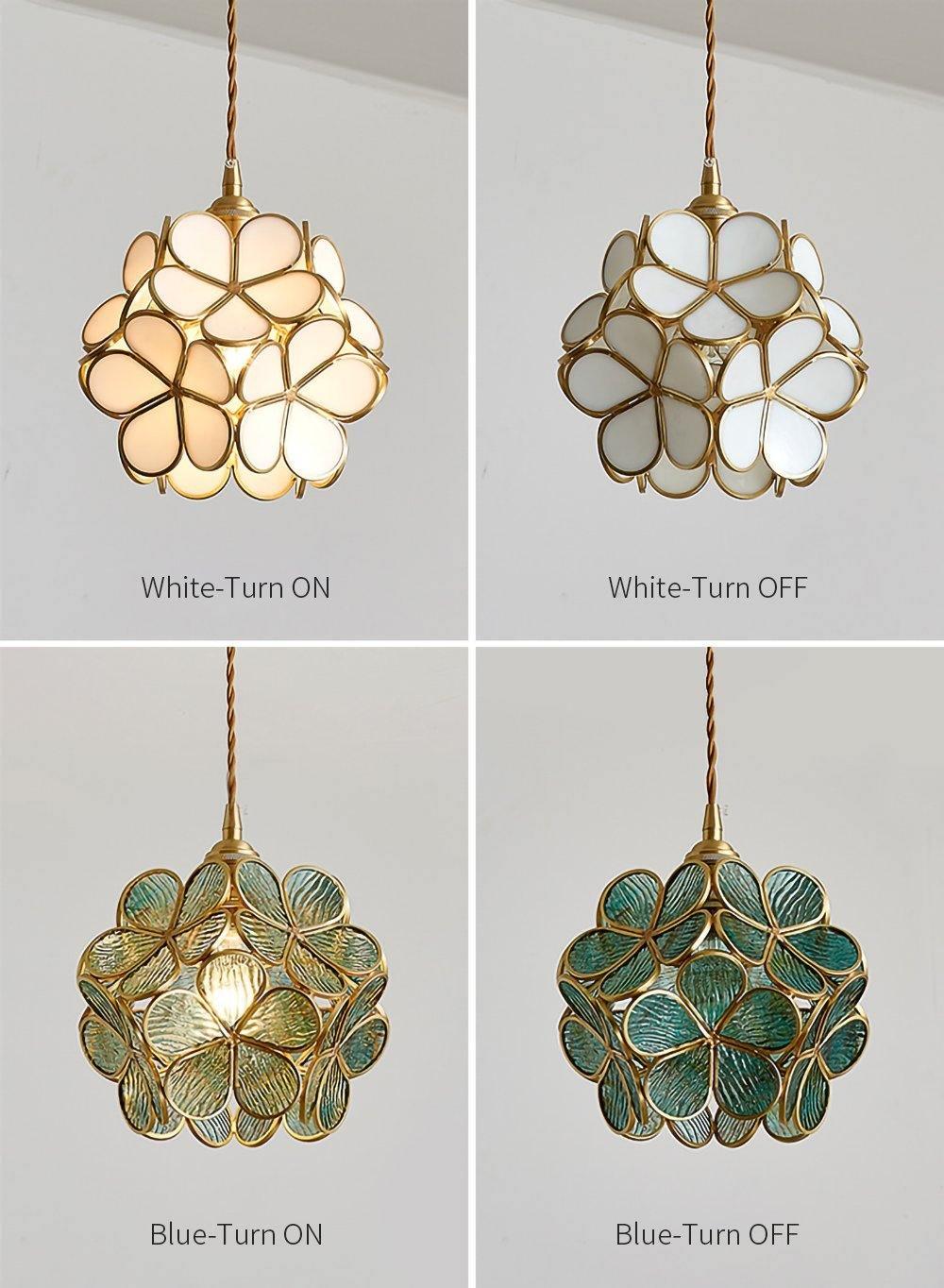 Glass Shade Hanging Fixture 8-Inch Brass Finish Ceiling Light for Kitchen Dining Room Entryway Hardwired with Adjustable Cable