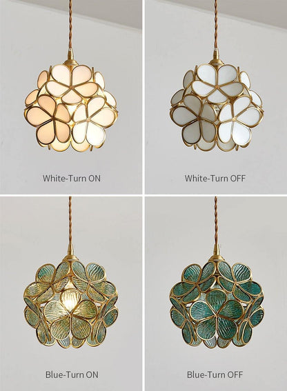 Glass Shade Hanging Fixture 8-Inch Brass Finish Ceiling Light for Kitchen Dining Room Entryway Hardwired with Adjustable Cable