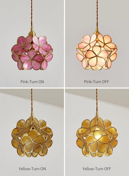 Glass Shade Hanging Fixture 8-Inch Brass Finish Ceiling Light for Kitchen Dining Room Entryway Hardwired with Adjustable Cable