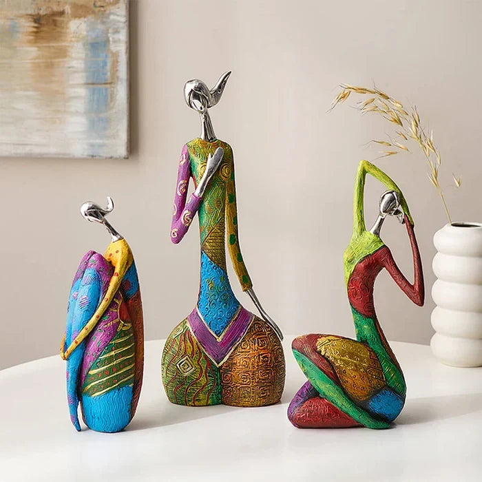 Colorful Abstract Woman Sculpture - Handcrafted Resin Art Figurine for Home Decor, Modern Statement Piece for Living Room, Bedroom, Office