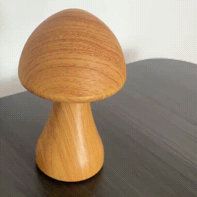 Mushroom Table Lamp - Wooden, USB-C Rechargeable LED Lights