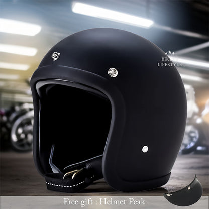 Moto Helmet Retro Low Profile, Full Face Helmet with DOT and ECE Certification, Open Face and Chopper Style Biker Helmet