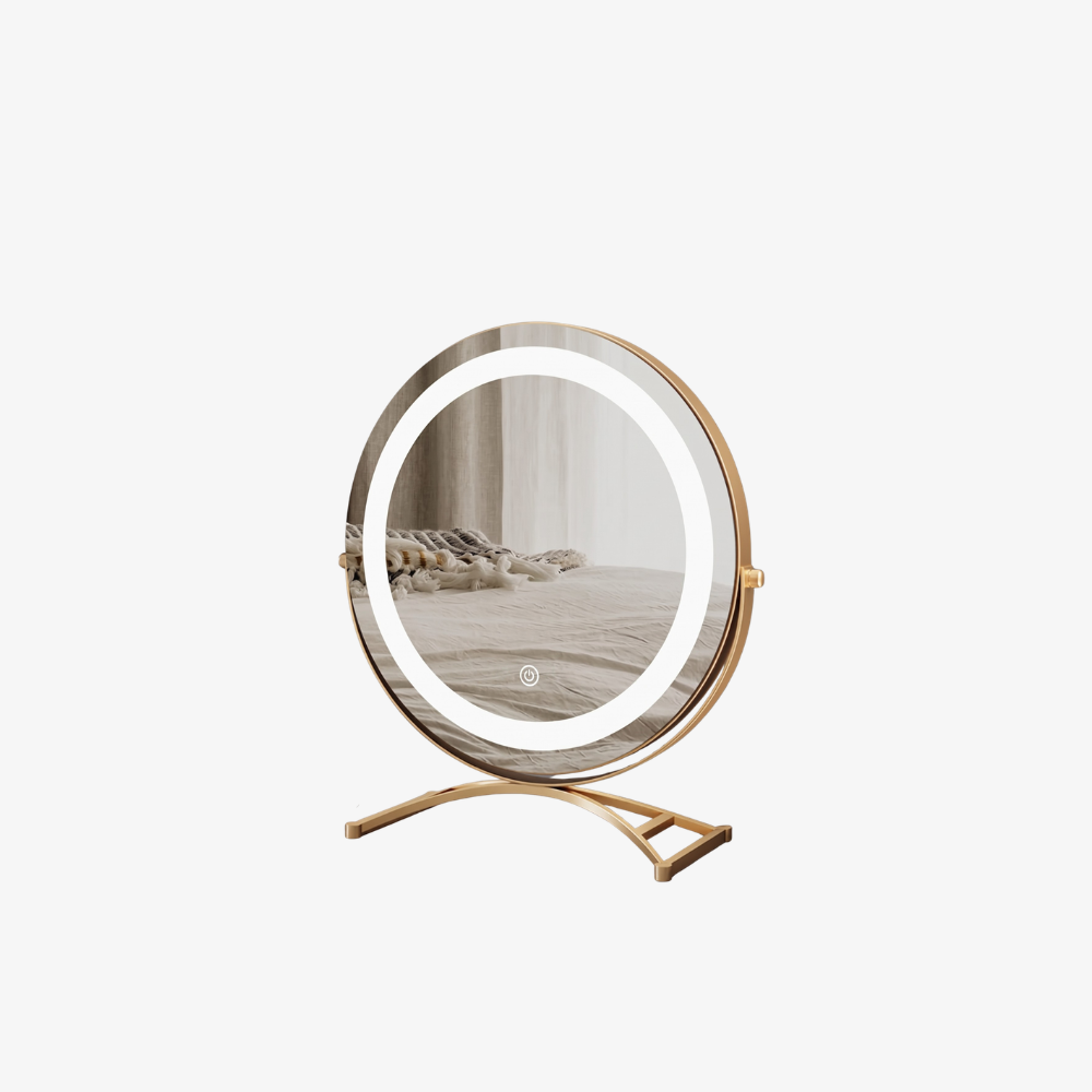 Elegant Touch | Lighted Makeup Mirror with 360° Rotation & Tri-Tone Lighting | Cordless Design for Versatile Grooming