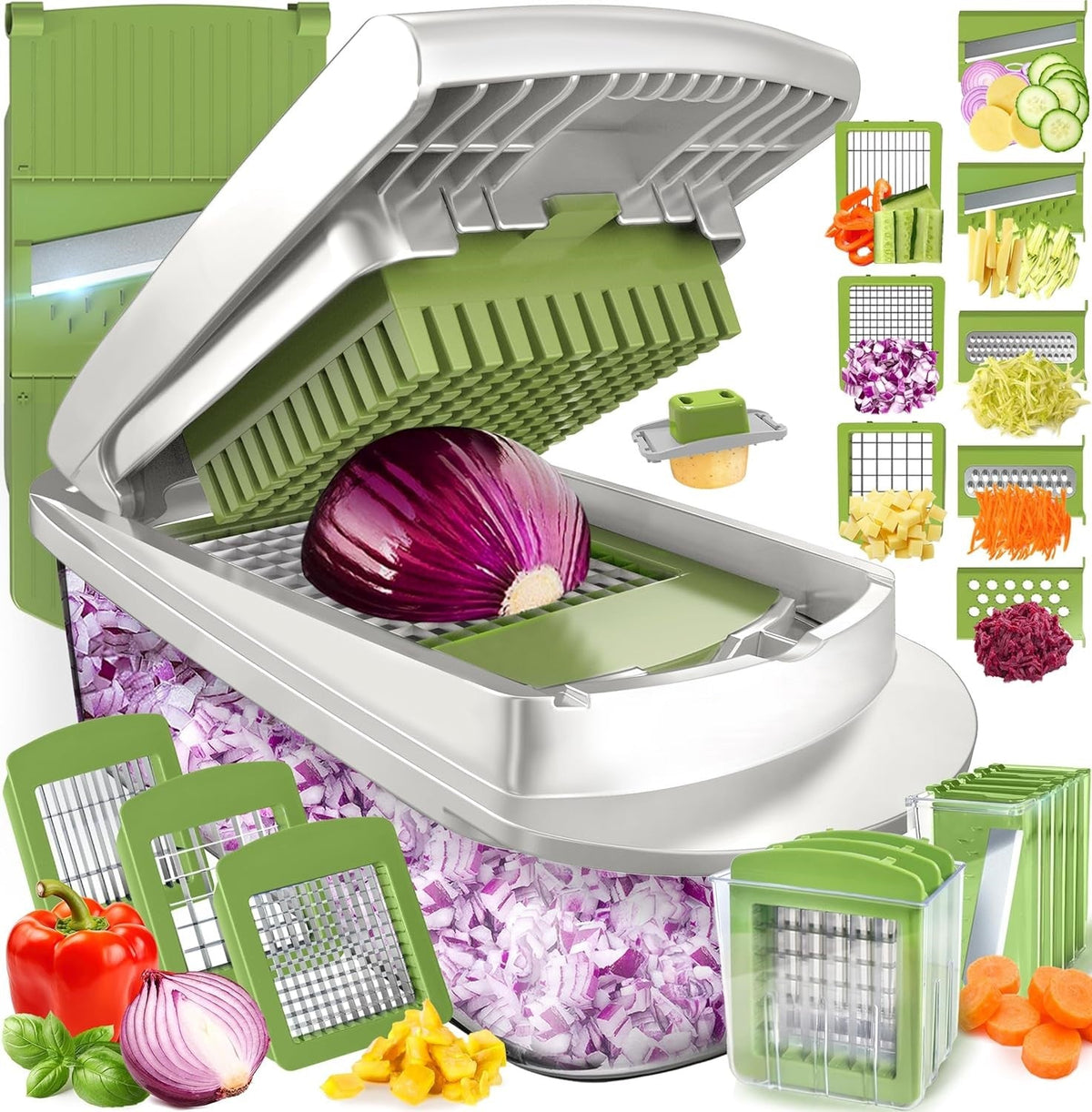 Mandoline Slicer with 8 Blades – Kitchen Prep Tool for Dicing, Julienne, and Shredding Vegetables
