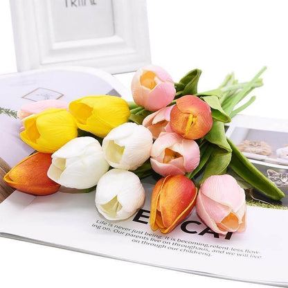 10-Piece Fake Tulips Silk Flowers