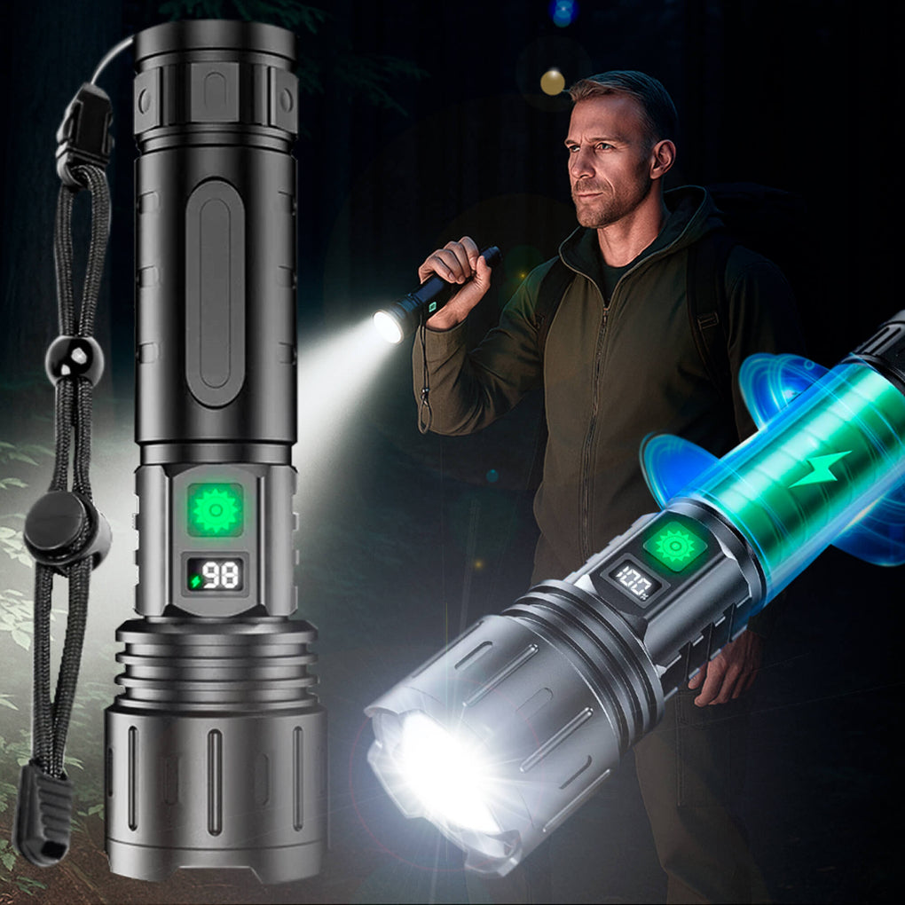 High-Lumen Rechargeable Tactical Flashlight with 5 Modes & 1640 ft Beam for Camping, Hunting & Emergency Use