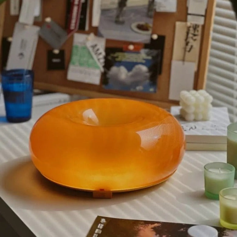 Touch-Activated LED Glass Sconce 10 in Round Orange Ambient Light for Bedroom Living Room Study Modern Energy-Efficient Decorative Fixture