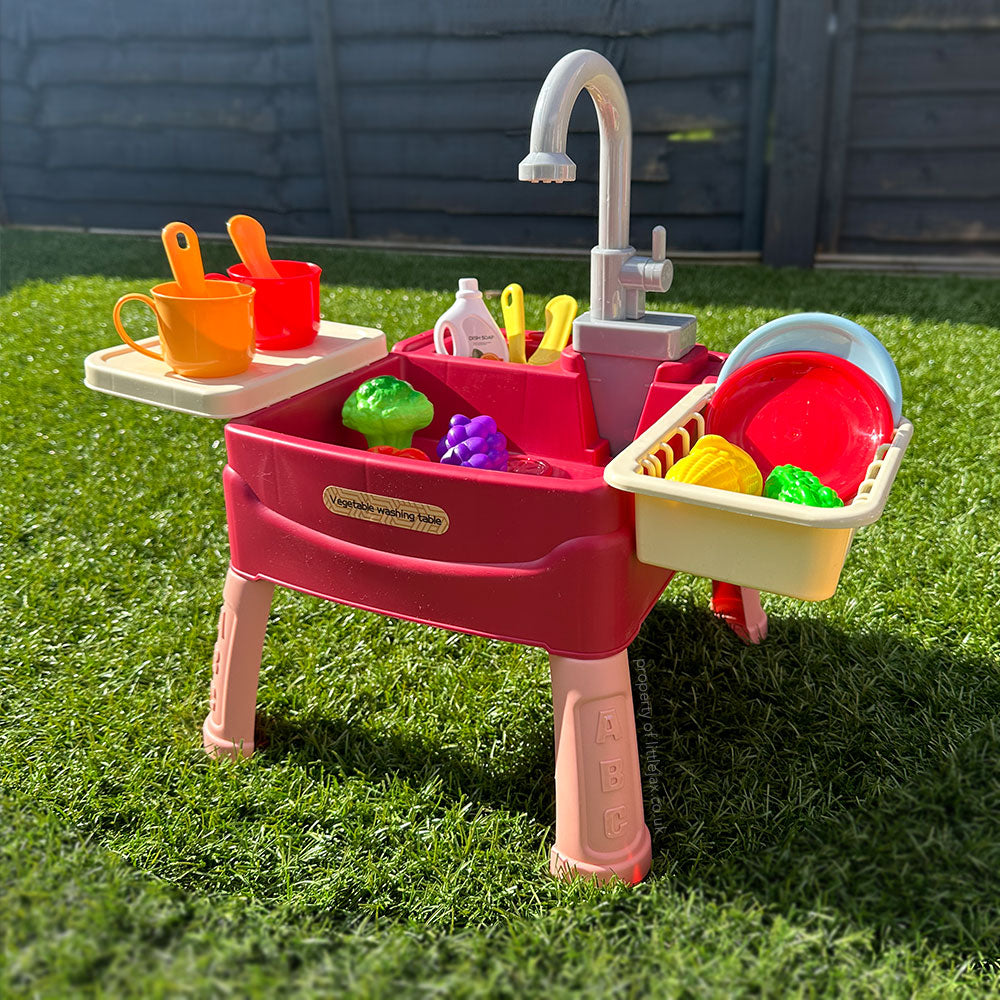 Interactive Kids Playset | Sink with Circulating Water Faucet & 19 Accessories | Engaging Role Play for Educational Fun