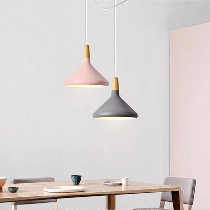 Hanging Ceiling Light Fixture Wire-Suspended E27 Socket Natural Wood Accent Modern Minimalist Style for Kitchen Island Dining Table Living R